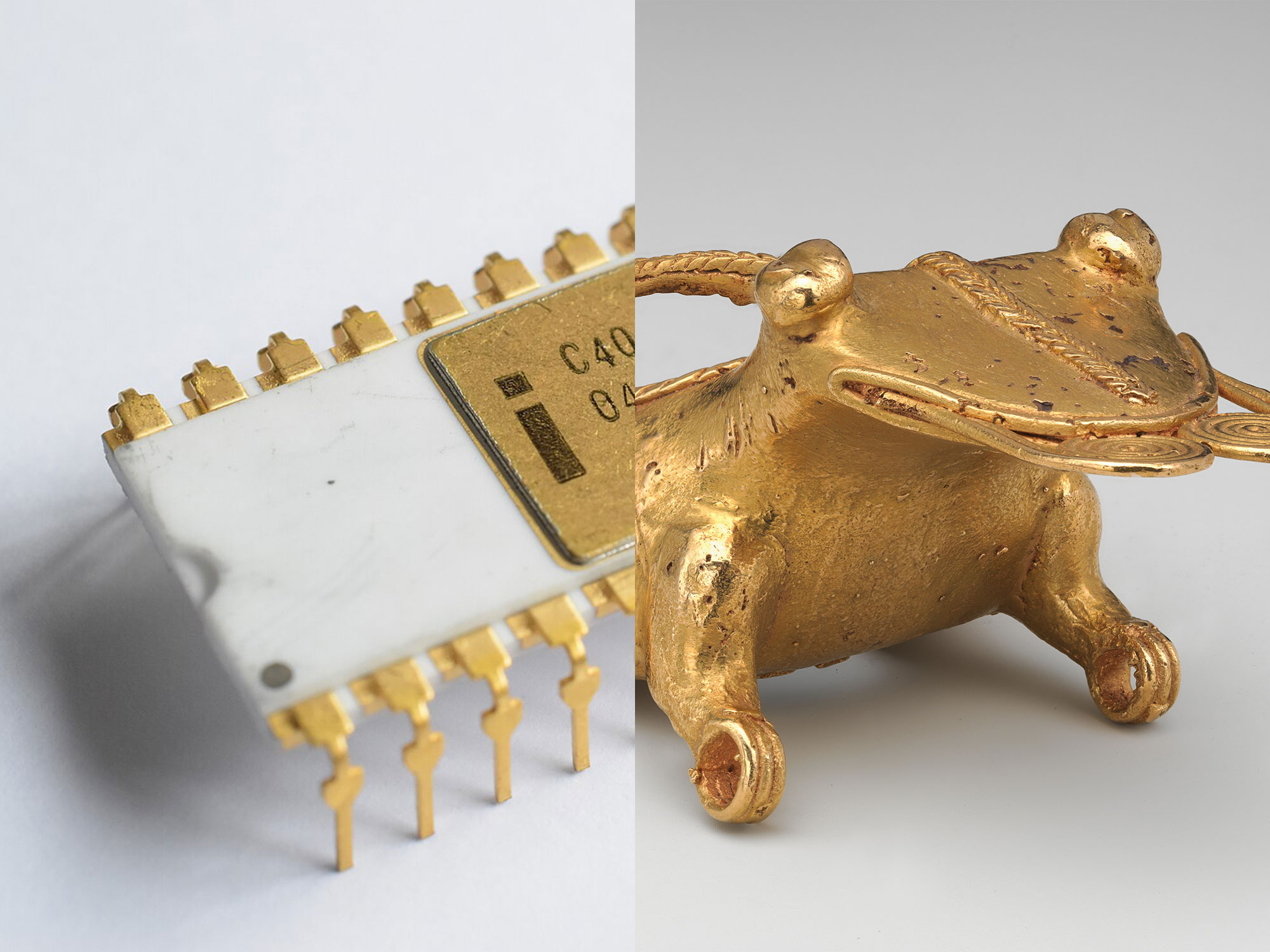 A processor Intel C4004 with grey traces